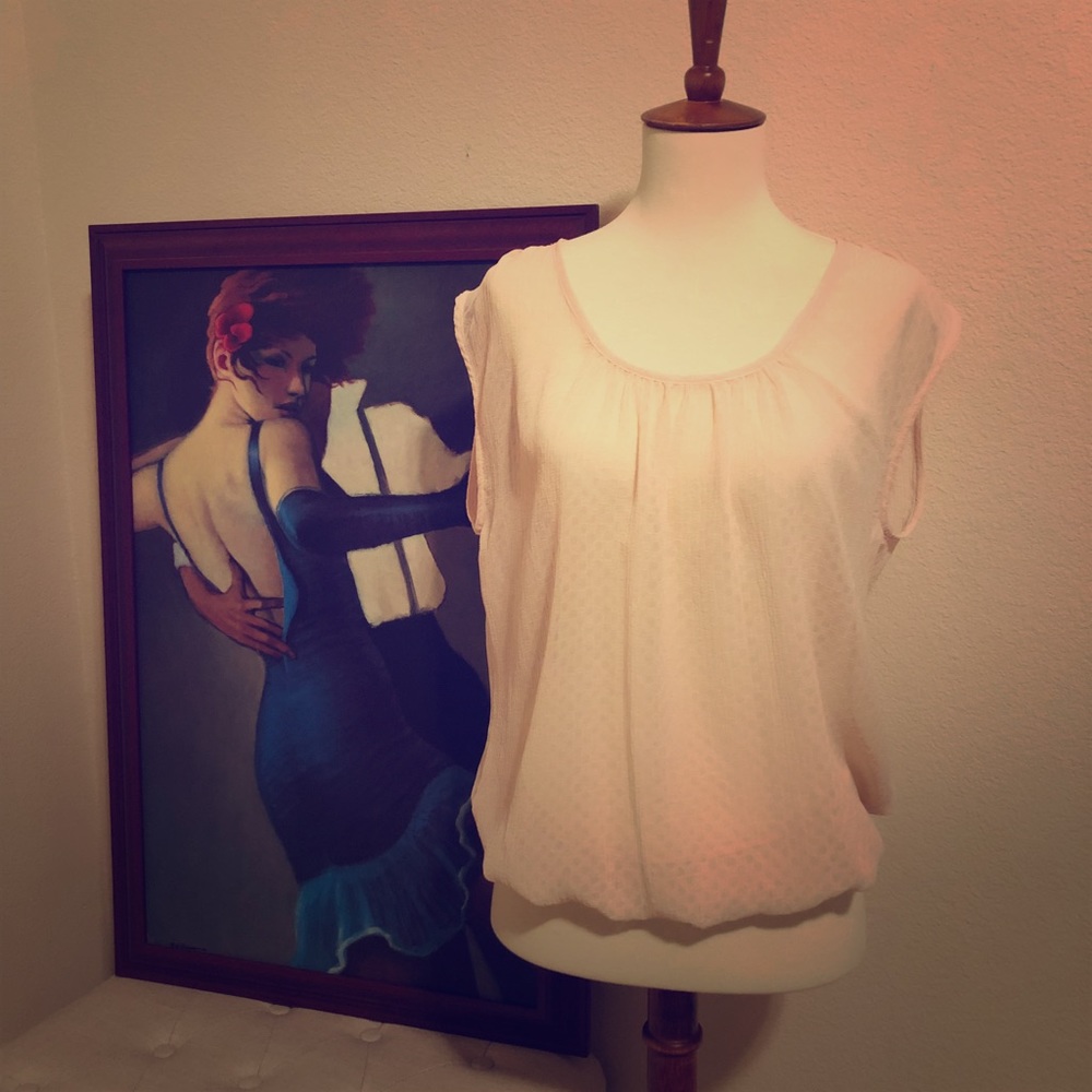 Pleione Sheer Short-Sleeved Top - Cream